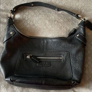 Coach black leather shoulder bag